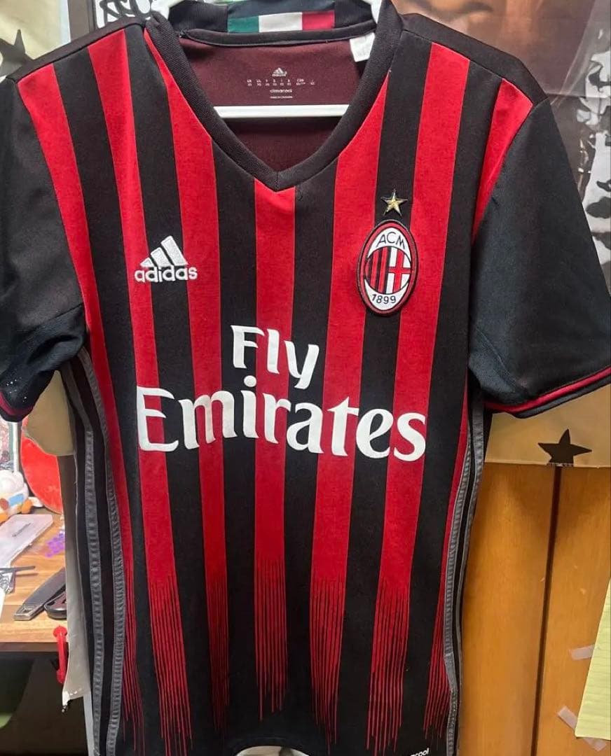 ACミラン adidas シャツ 赤黒 - メルカリ