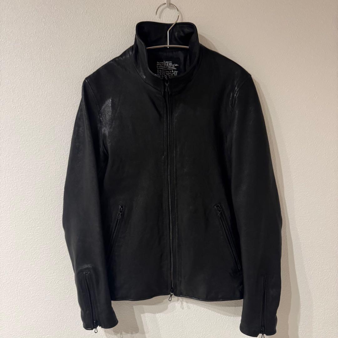 美品 ナノユニバース レザージャケット ライダース 山羊革 黒 シングル