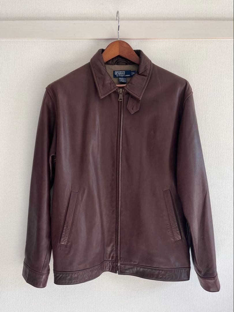 90s ポロバイラルフローレン 本革 スウィングトップ ブラウン ポニー刺繍 90年代 Polo by Ralph Lauren ポロバイラルフローレン スイングトップ