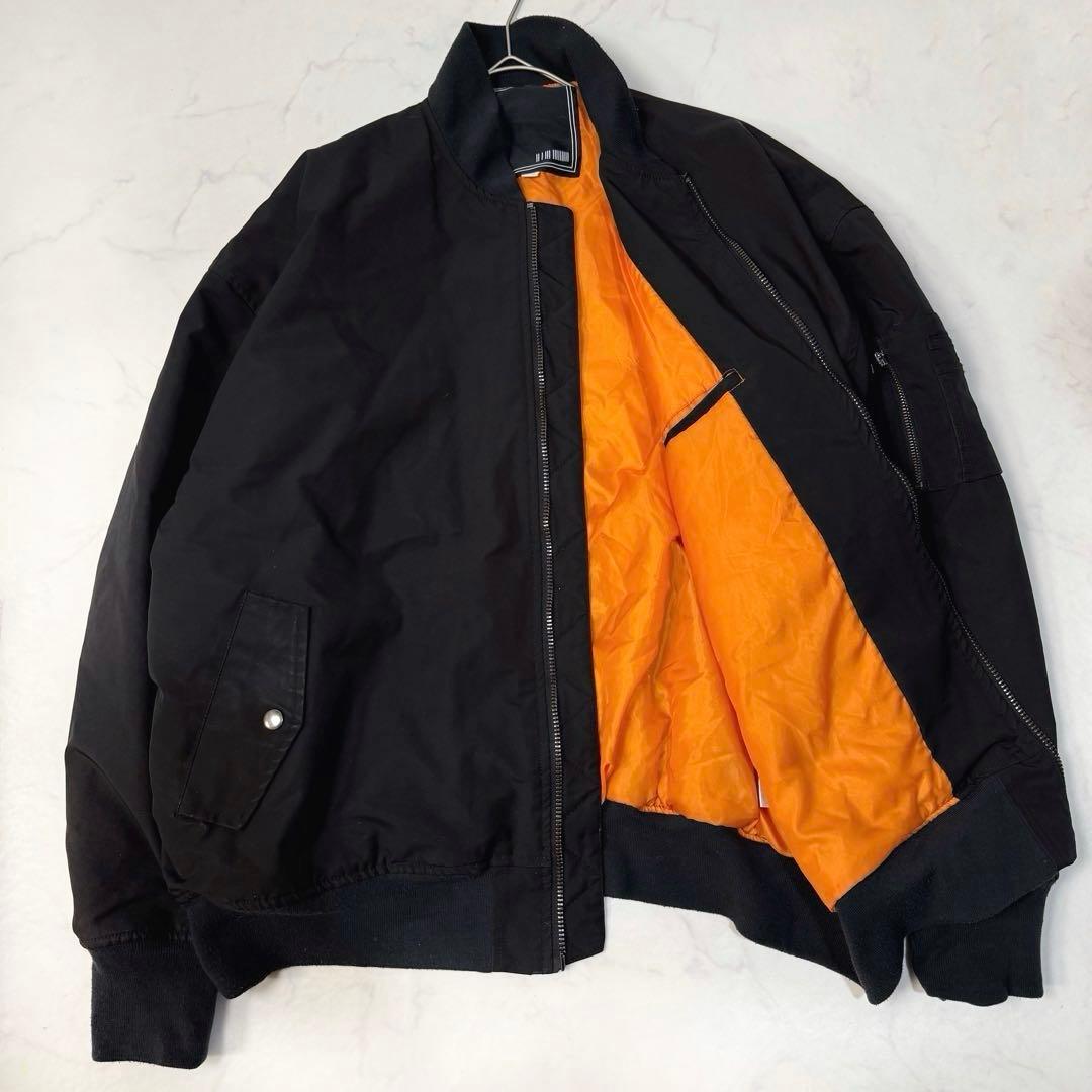 MA-1 フライトジャケット 裏地オレンジ ブラック Lサイズ メンズ