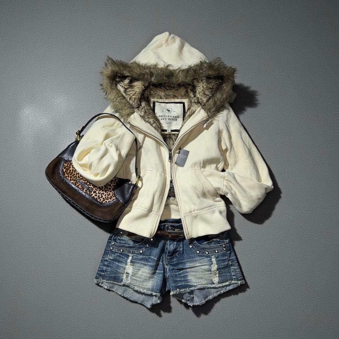 00s archive A&F fur zip hoodie 平成ギャル y2k - メルカリ