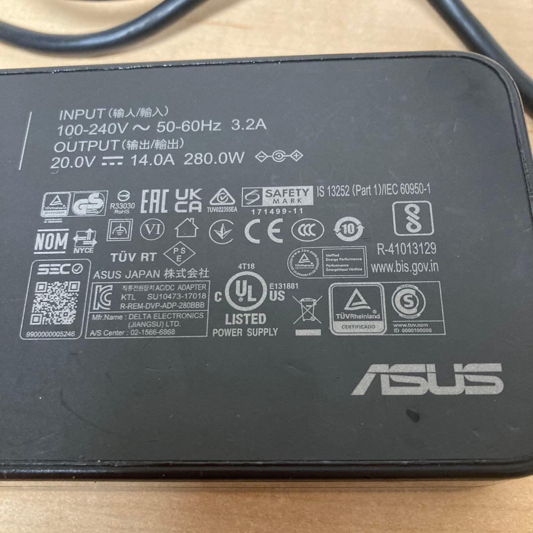 ASUS AC アダプター ADP-280BB B 20V~14A 280W ⑩ - メルカリ