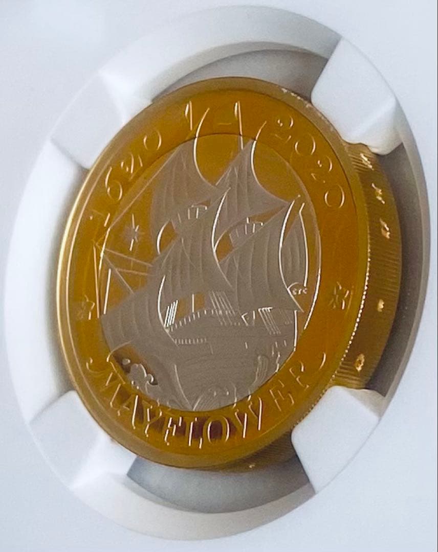 2020年 イギリス メイフラワー号出航400周年記念 2色金メッキプルーフ
