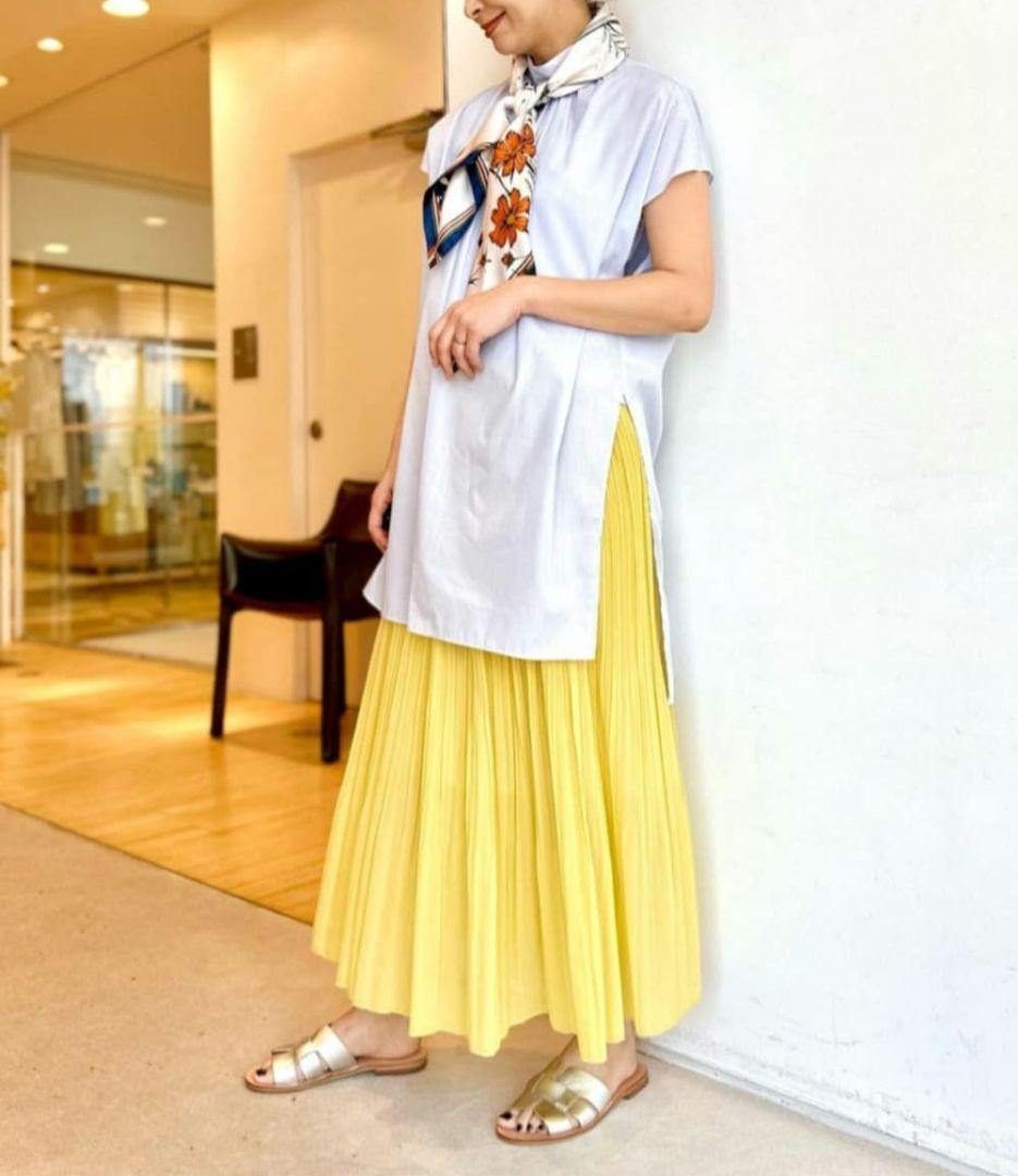 美品! TOMORROWLAND コットン スタンドカラーチュニックブラウス