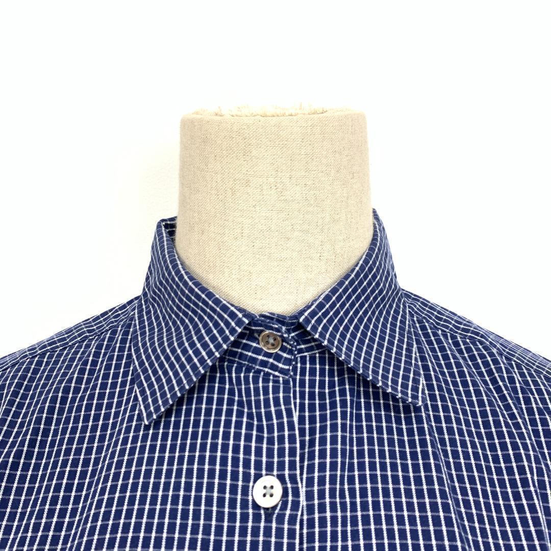 A6391 パーリーゲイツ 半袖シャツ 綿 チェック 紺 ネイビー 1 - メルカリ
