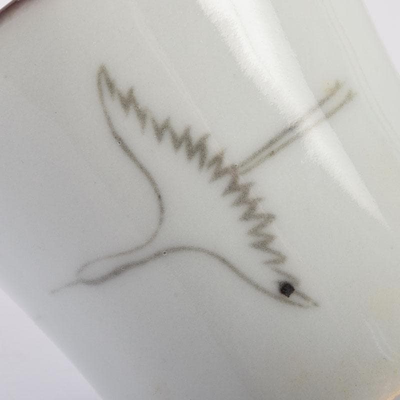 韓国美術 慶安窯 青磁白磁 鶴文 蓋置 一双 共箱 V 8649