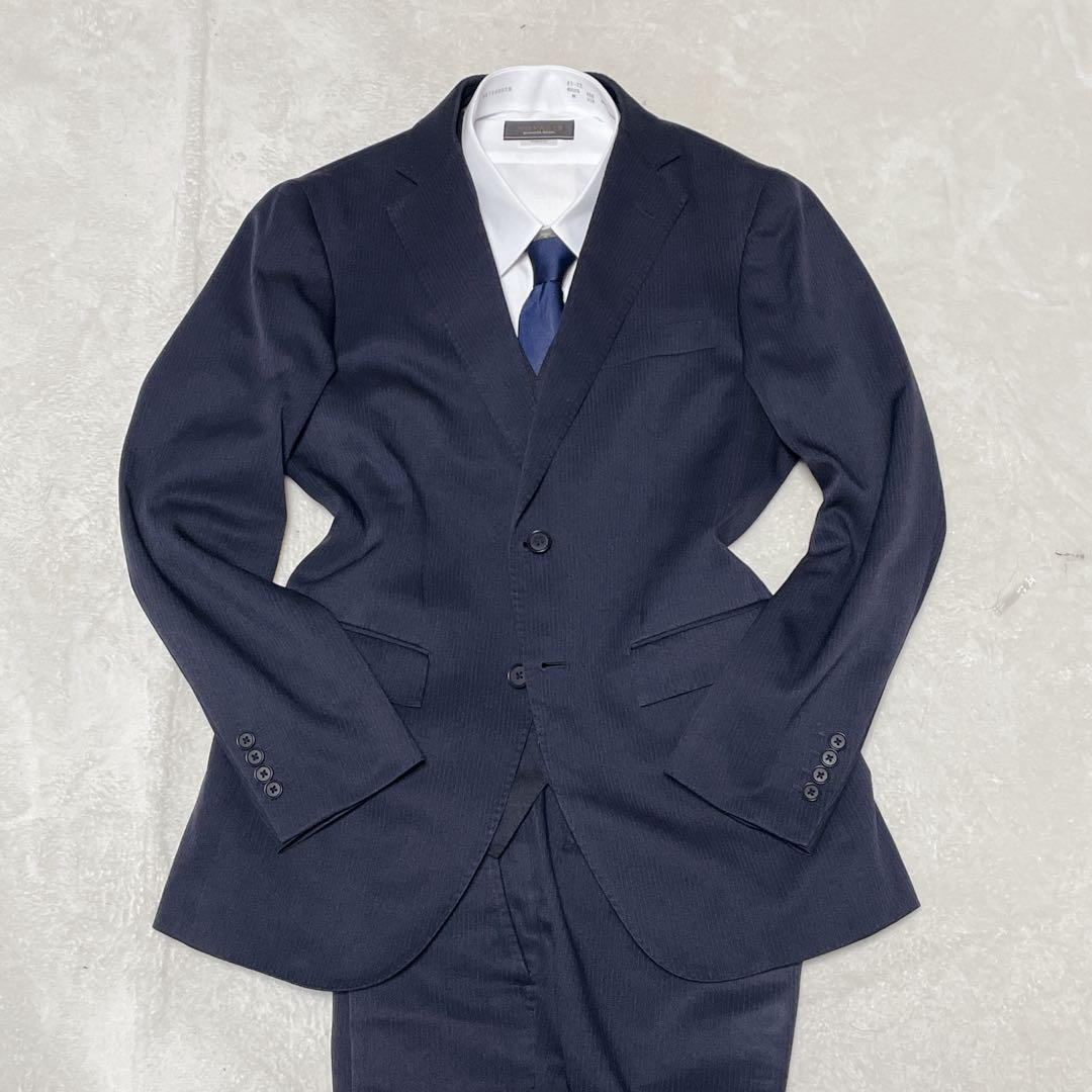 オリヒカ スーツ スリーピース ネイビー 洗える ストライプ A5 - メルカリ
