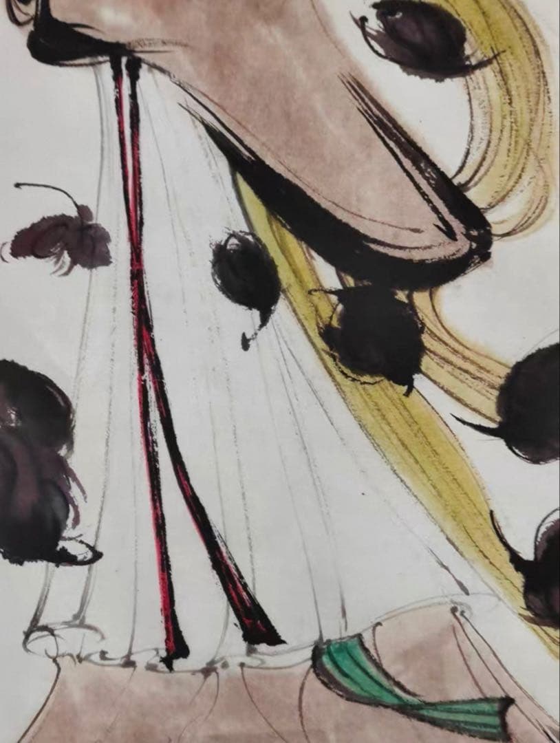 掛軸 傅抱石風】美人図 中堂掛軸 逸品 168×70 装飾 アート インテリア