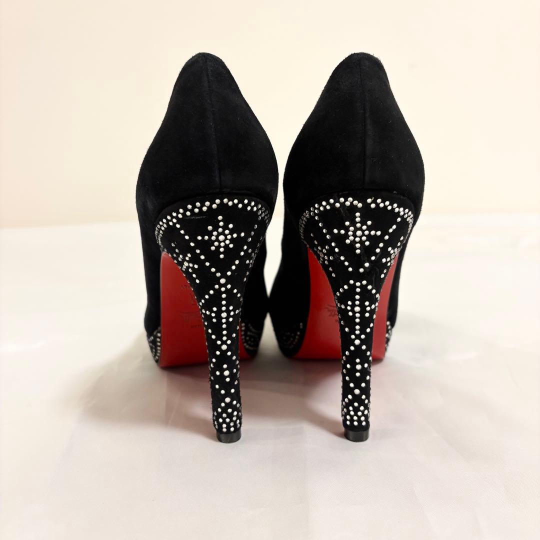 クリスチャンルブタン スエード パンプス ブラック スタッズ ヒール