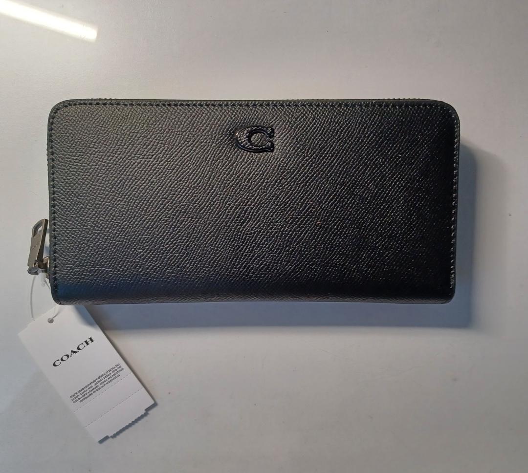 新品未使用 COACH ブラック ラウンドジップ 長財布 あんしん鑑定利用
