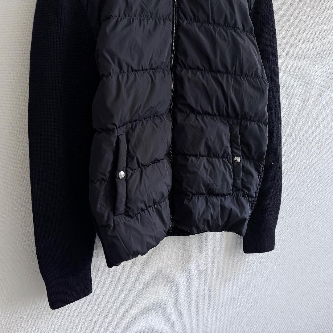 定価14 HERNO コンビネーションニットダウンブルゾン ネイビー 50 XL