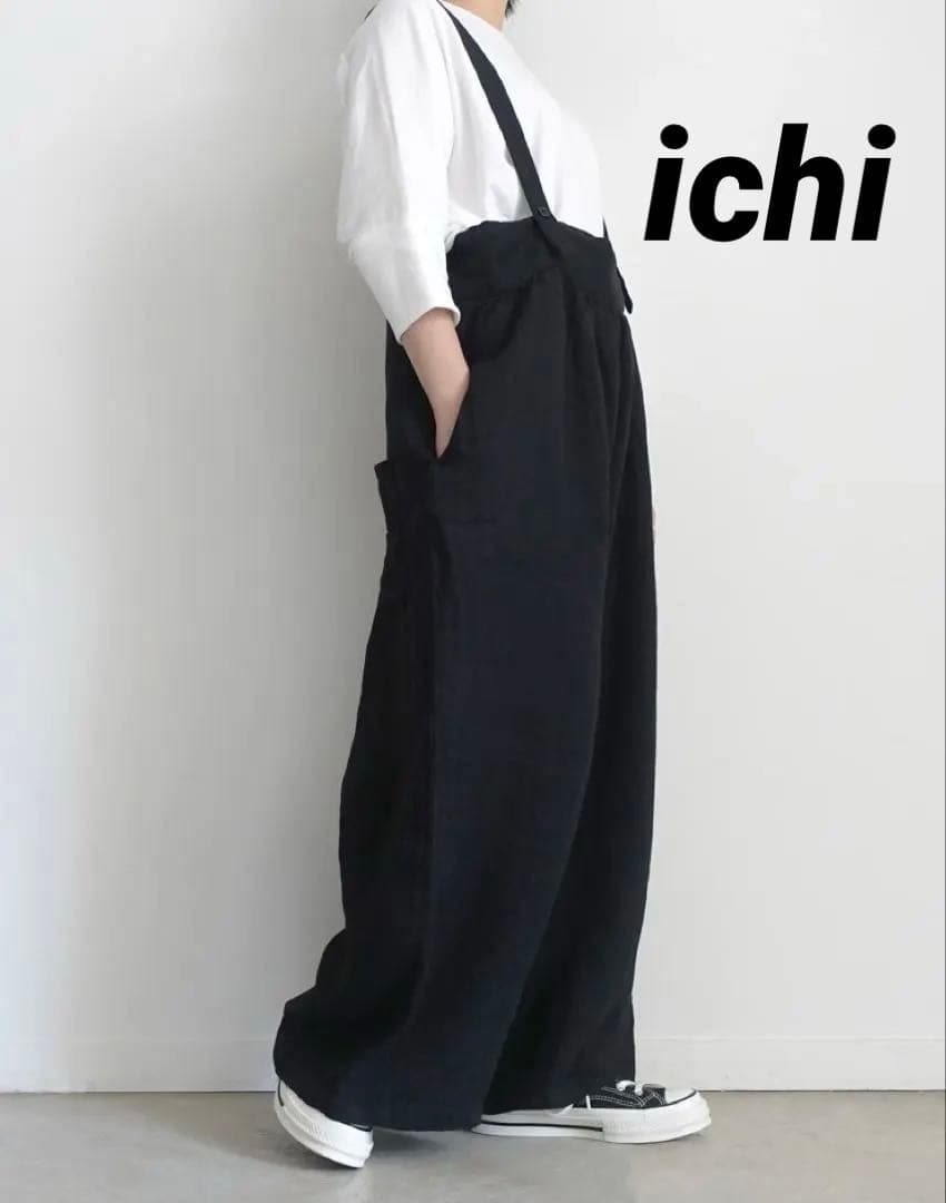 現行品⭐︎定価19,800円 ichi イチ　リネンサロペット　黒 楽天市場】【残りわずか SALE セール 50%OFF】ichi イチ リネン デニム