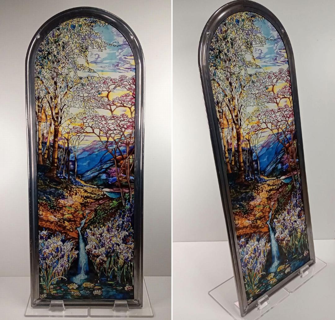 春ルイスCティファニー ステンドグラス サラ・ウィンドウ滝 グラス