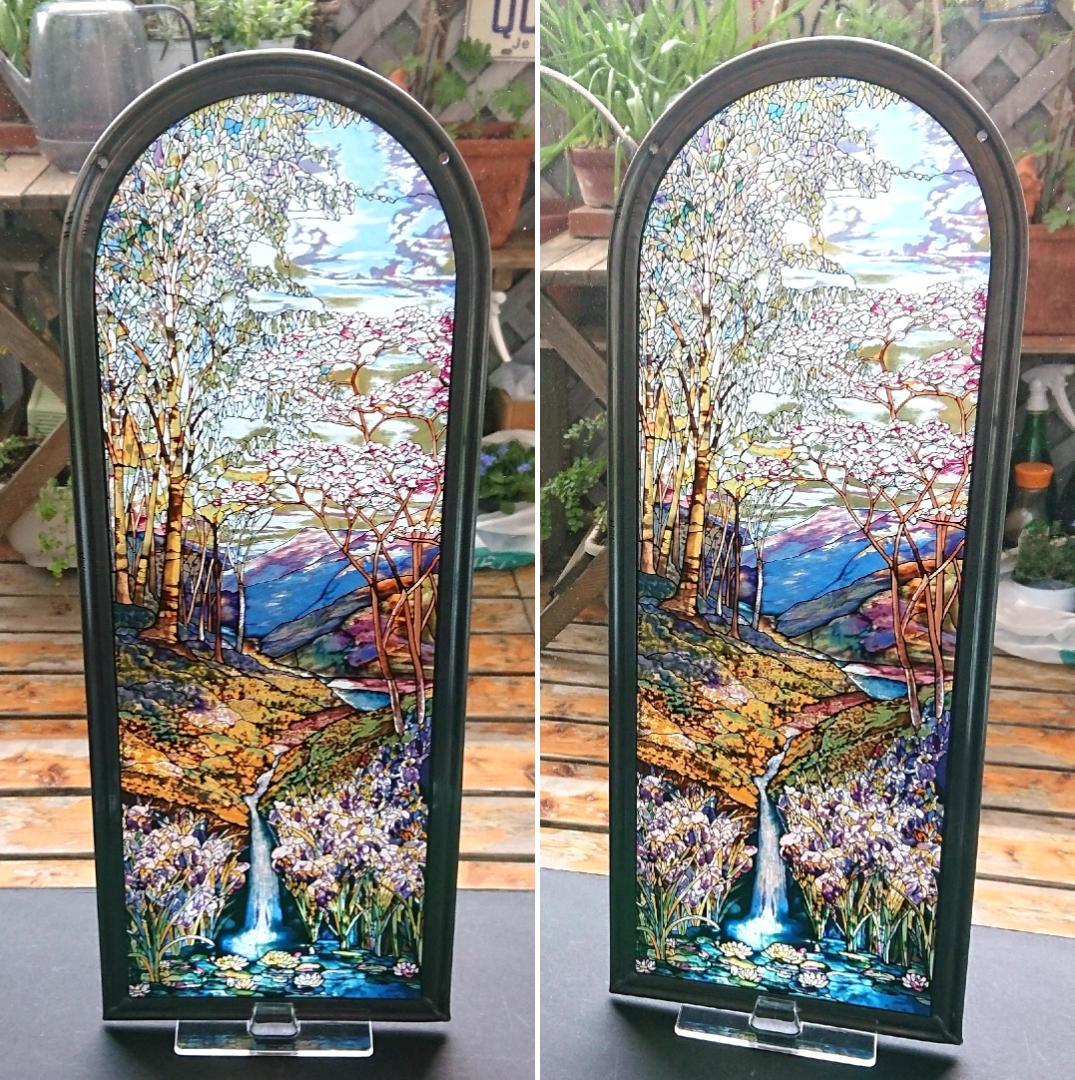 春ルイスCティファニー ステンドグラス サラ・ウィンドウ滝 グラス