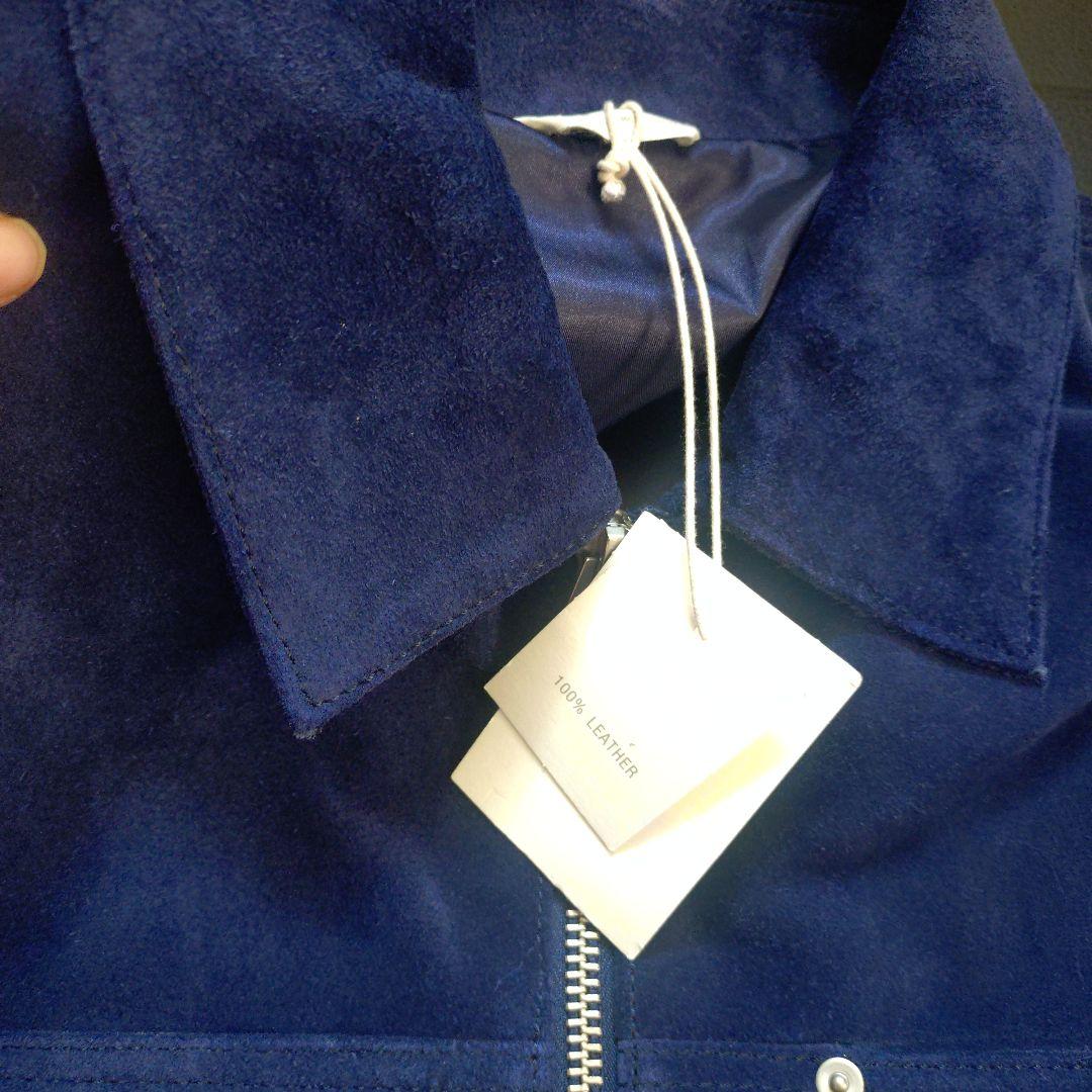 未使用 ZARA 本革 スプリットスエードレザージャケット ネイビーブルー