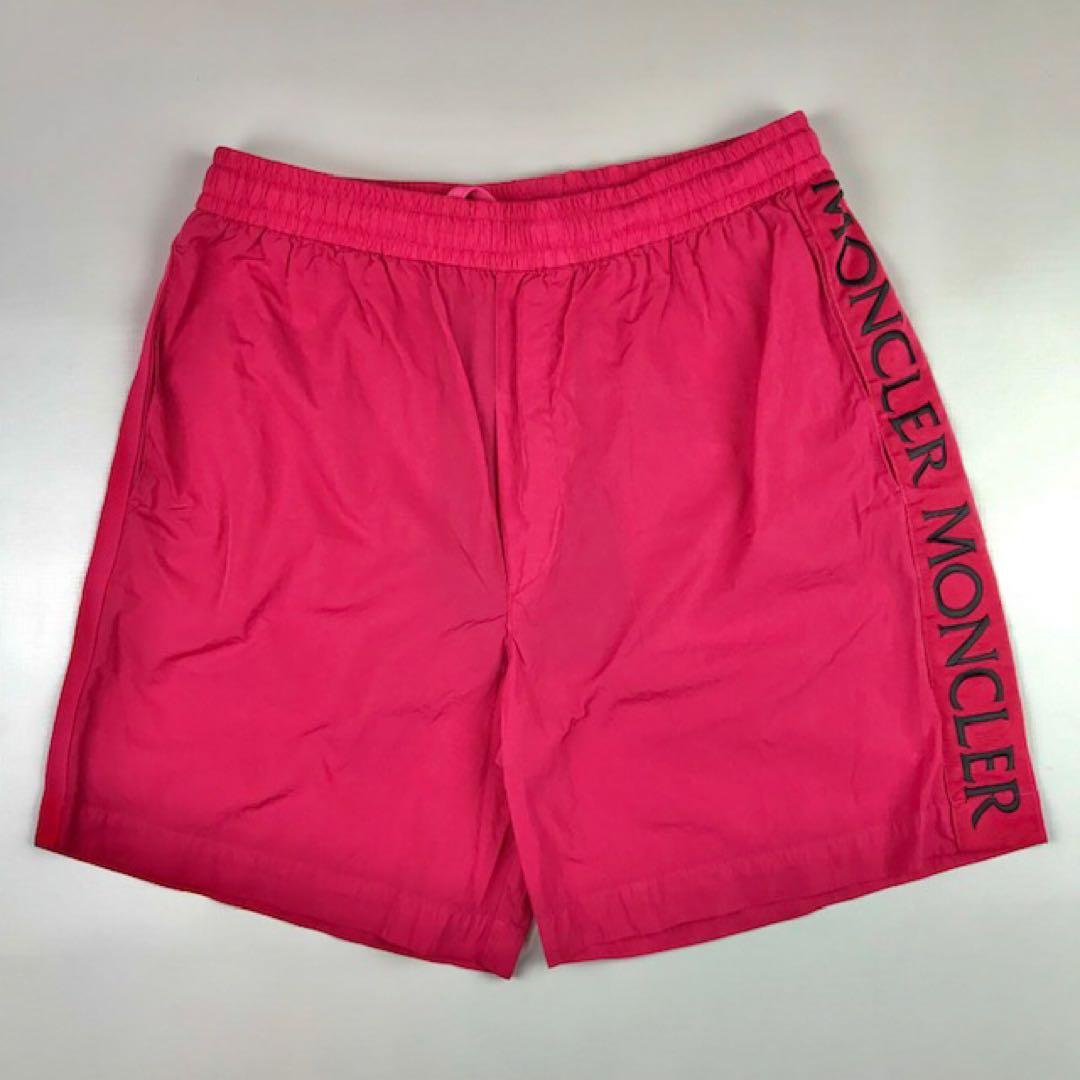 美品★モンクレール・ワッペン付 ブランドロゴ刺繍ライン スイムパンツ(46) 美品☆モンクレール・ワッペン付 ブランドロゴ刺繍ライン スイムパンツ