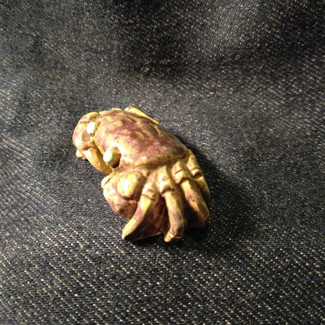 古いカニ　帯留め　二六　楽山　水月焼　着物　骨董