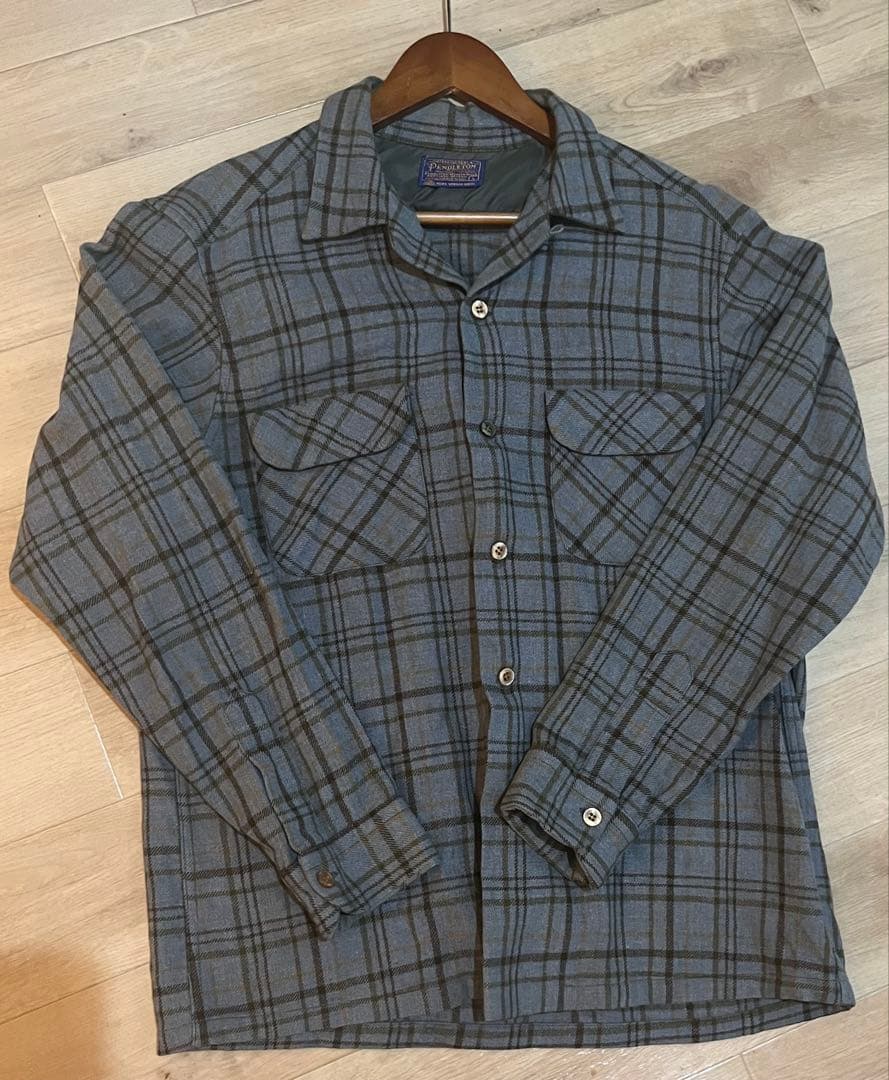 Pendleton 60s ボードシャツ　vintage レア 60s PENDLETON ウール チェック 開襟シャツ ボードシャツ オープン