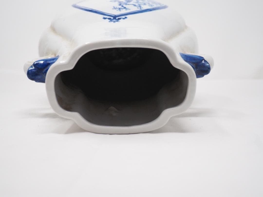 染付唐子文様　花瓶　安南焼　乾隆年製　中国　-SO