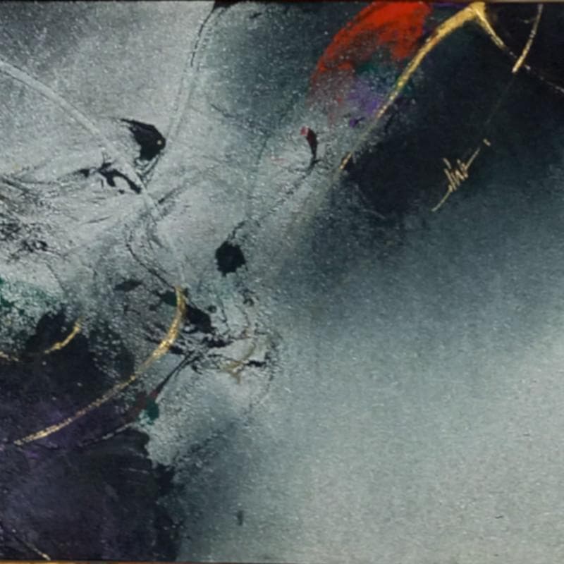 ☆高山洋夫☆砂地に描く『沈黙』のシリーズ アクリル画 肉筆 900X300