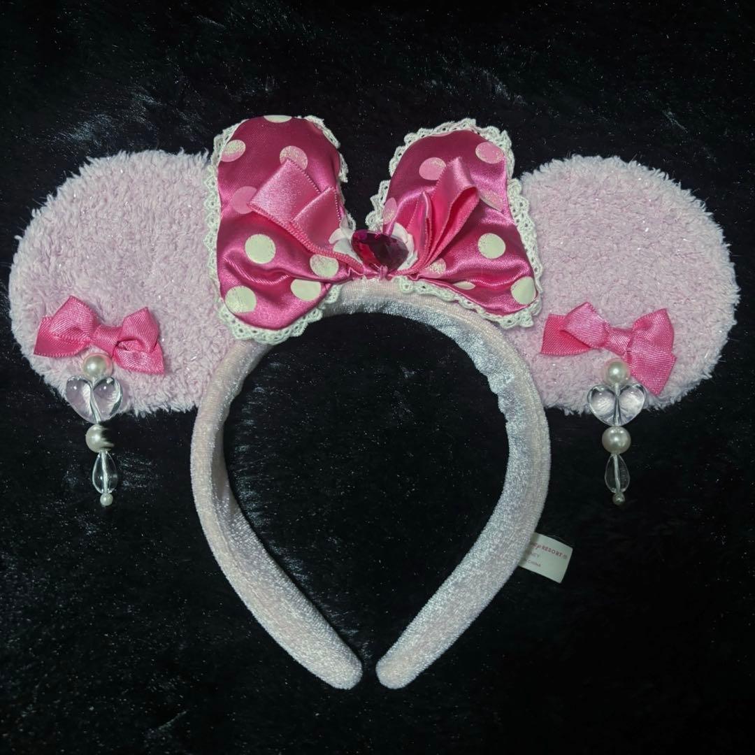ディズニー カチューシャ ミニー イヤリング ピンク リボン ドット