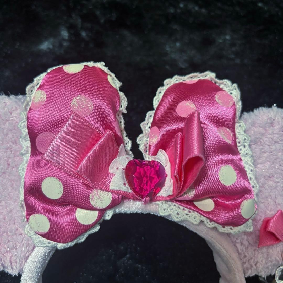 ディズニー カチューシャ ミニー イヤリング ピンク リボン ドット