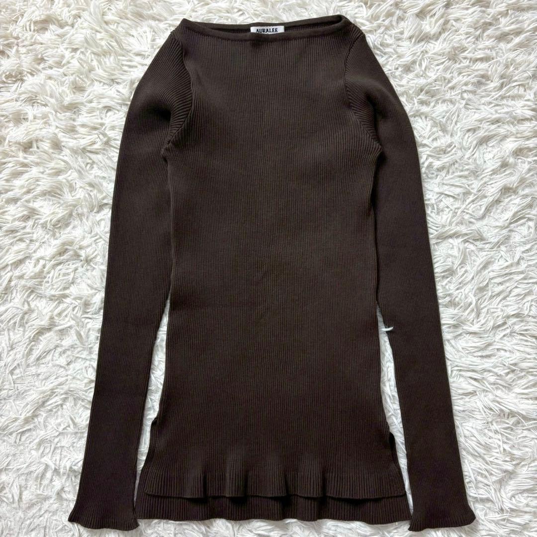 オーラリー ロンハーマン ギザボートネックプルオーバー ニット