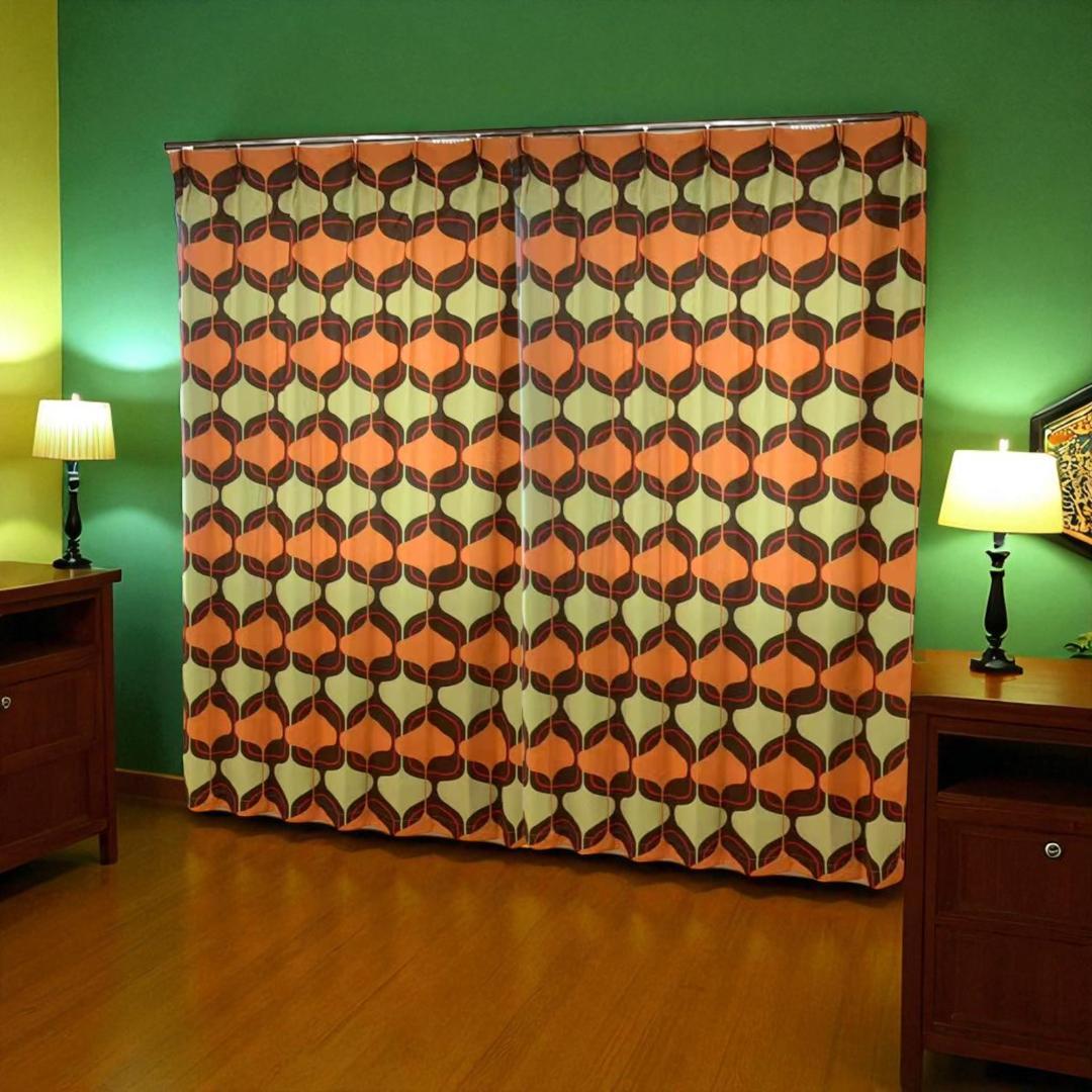 レトロ ミッドセンチュリー ドレープカーテン 50組限定 クリスマスセール