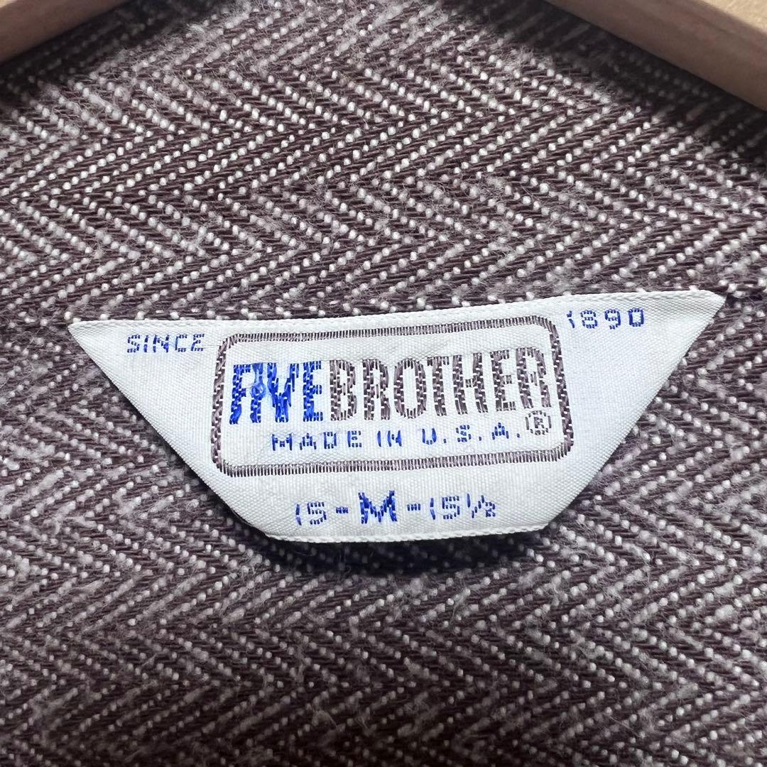 希少】80s ファイブブラザー ネルシャツ ヘリンボーン USA製 Mサイズ