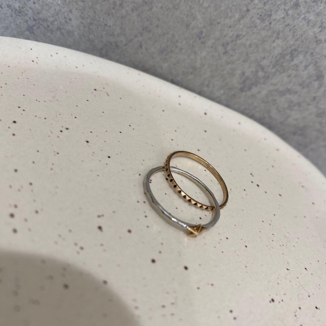 203jewelry】9号 スタッズ スター 2連リング シルバー ゴールド