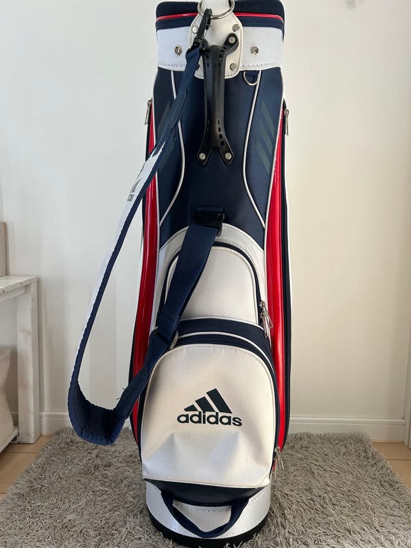 adidas キャディバッグ ホワイト/ネイビー 9.0型