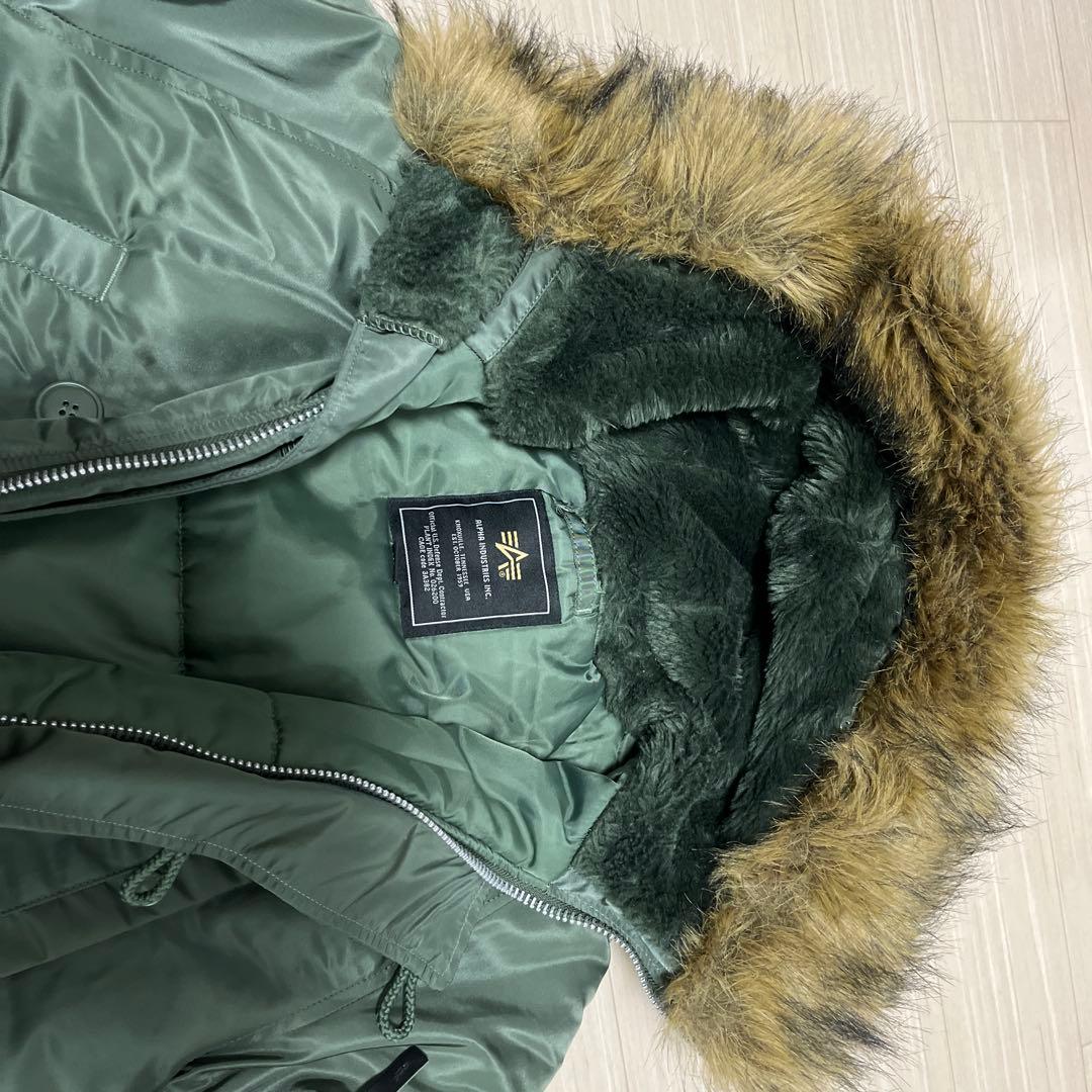 ミリタリージャケット L オリーブグリーン ファー付き - メルカリ