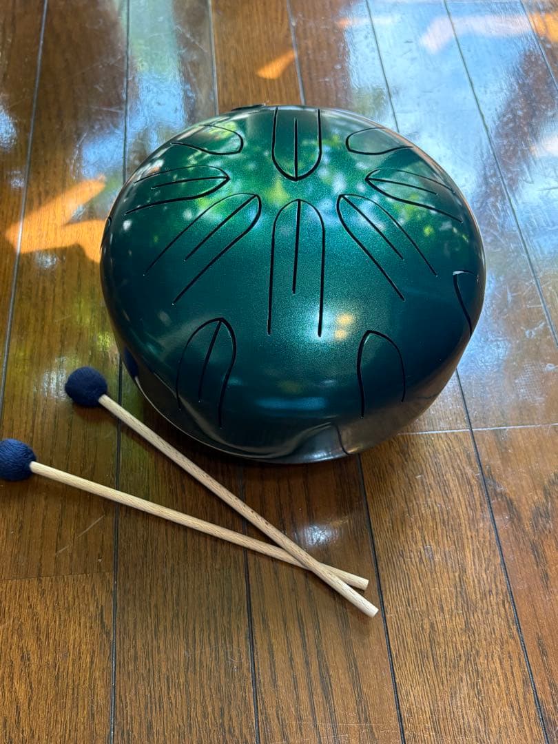 さざなみドラム(小型) グリーン A=440Hz マレット、ケース付き