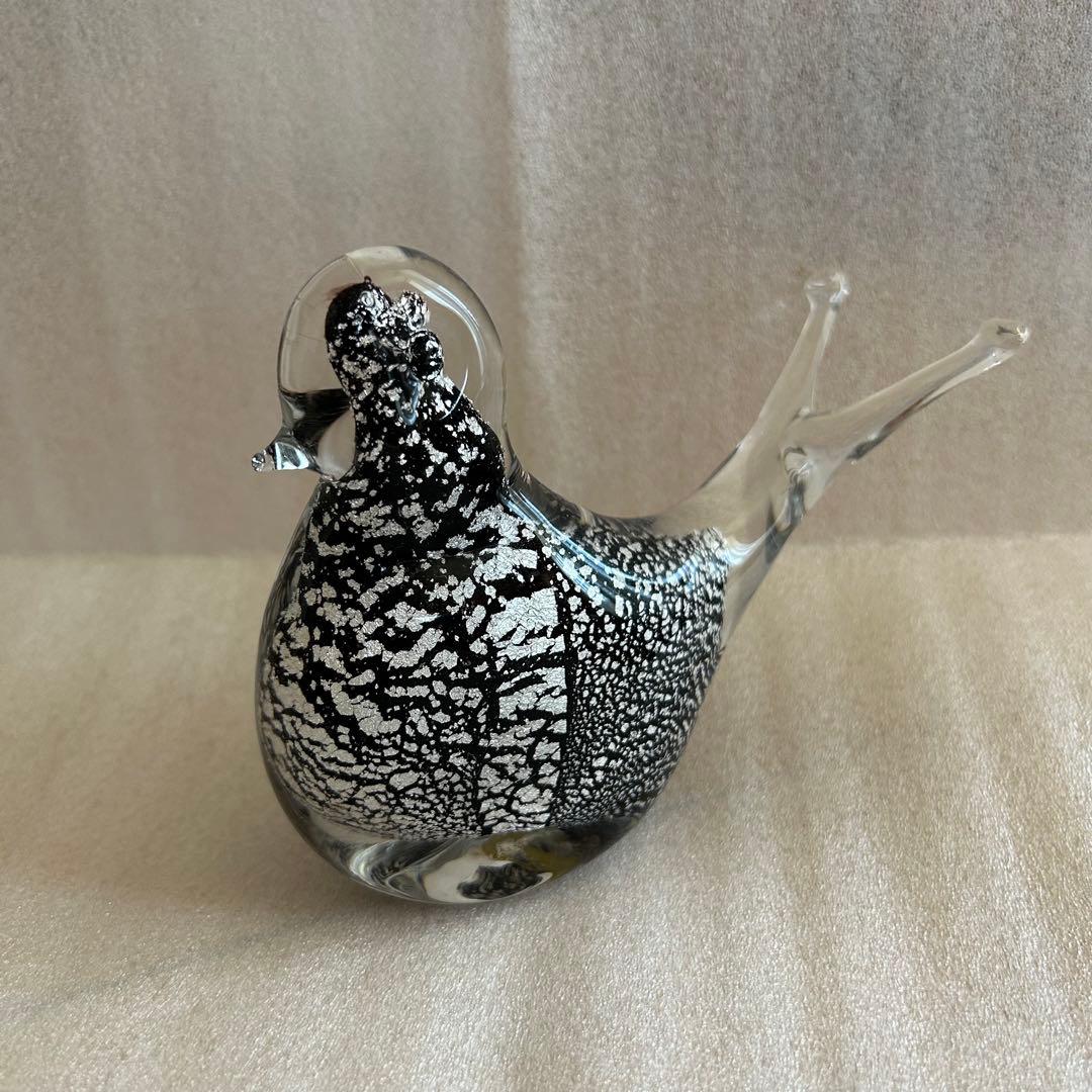 【激レア・新品】ムラーノ ベネチアンガラス 鳥 ハト 置物（黒・白・イタリア） 激レア・新品】ムラーノ ベネチアンガラス 鳥 ハト 置物（黒・白