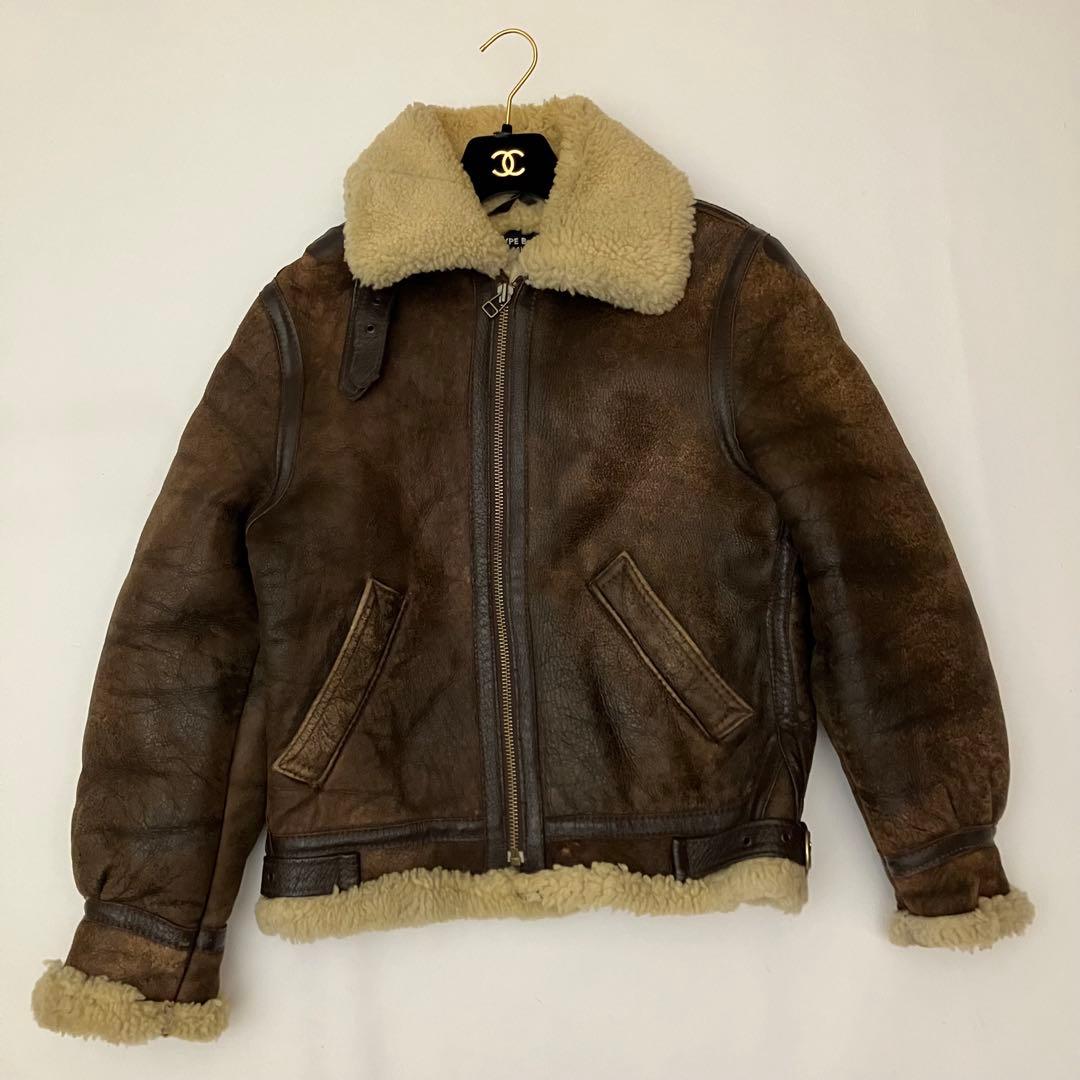 ✨SIZE36✨ムートン ショットB-3 フライトジャケット 羊革 極暖 茶色