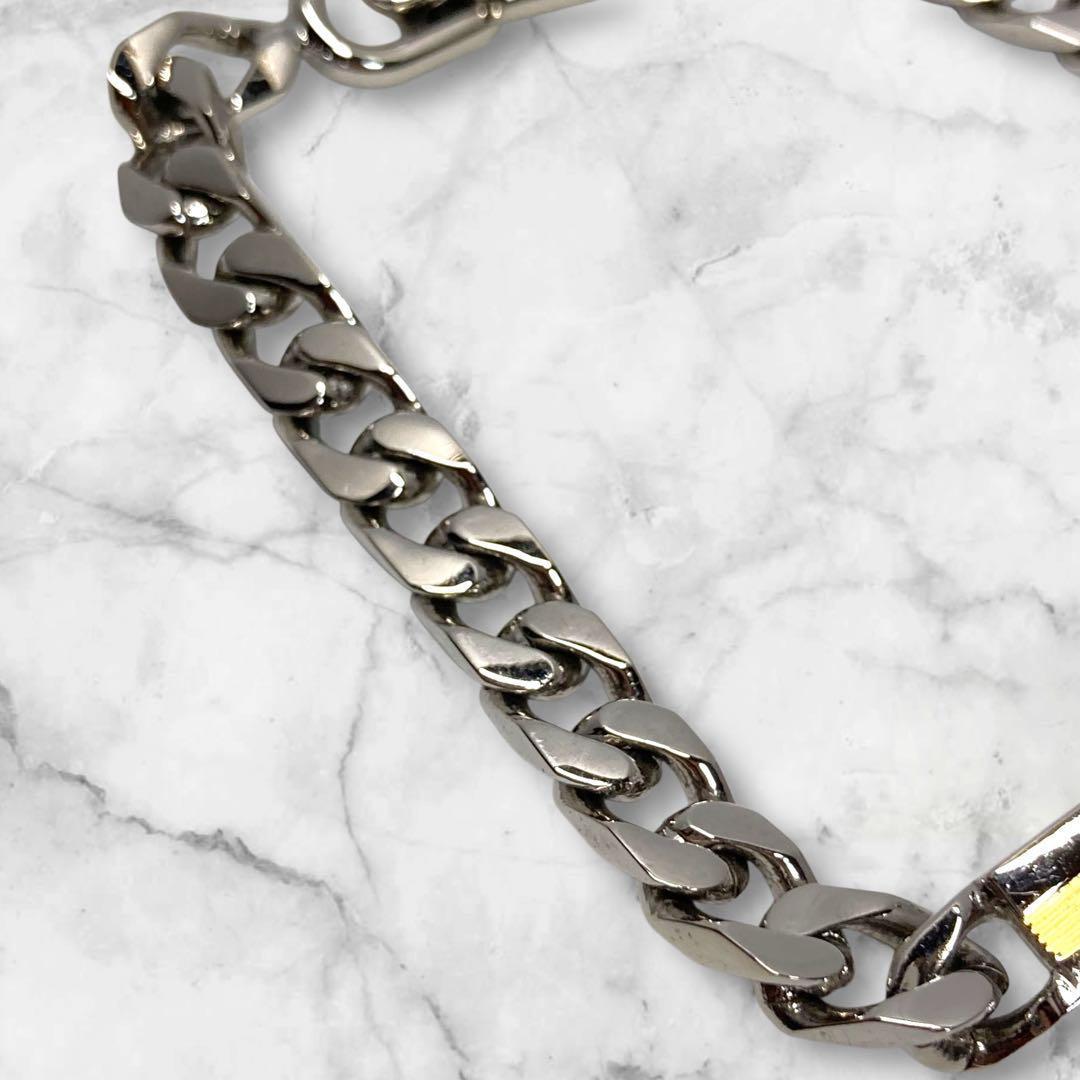 マリオバレンチノ 喜平ブレスレット プレート シルバー×ゴールド 1-96