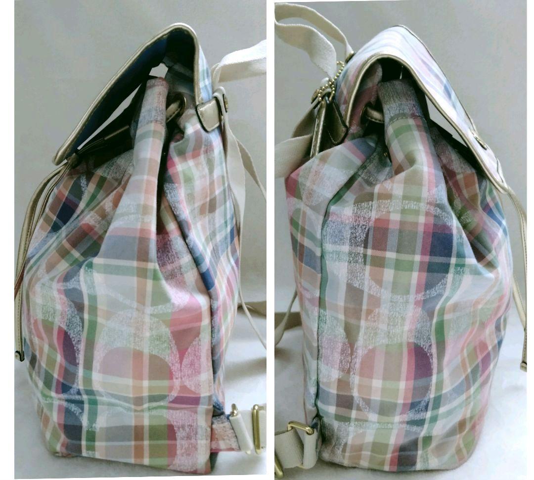 希少美品】 コーチ シグネチャー リュック ポピー マドラス COACH
