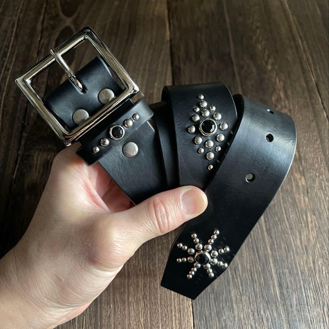 ディッキーズ874専用スタッズベルト シルバー オイルドレザーHTC CALEE