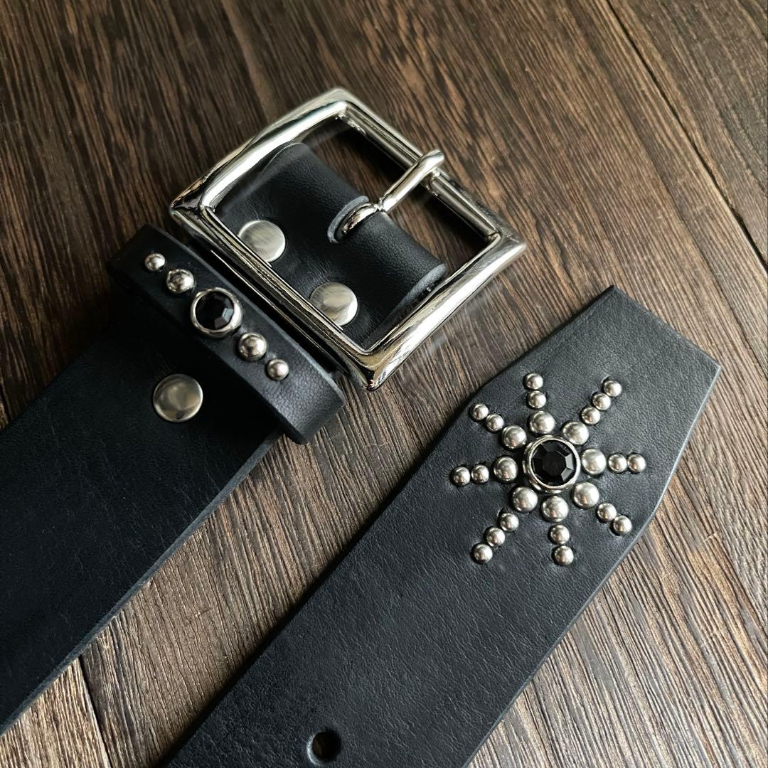 ディッキーズ874専用スタッズベルト シルバー オイルドレザーHTC CALEE
