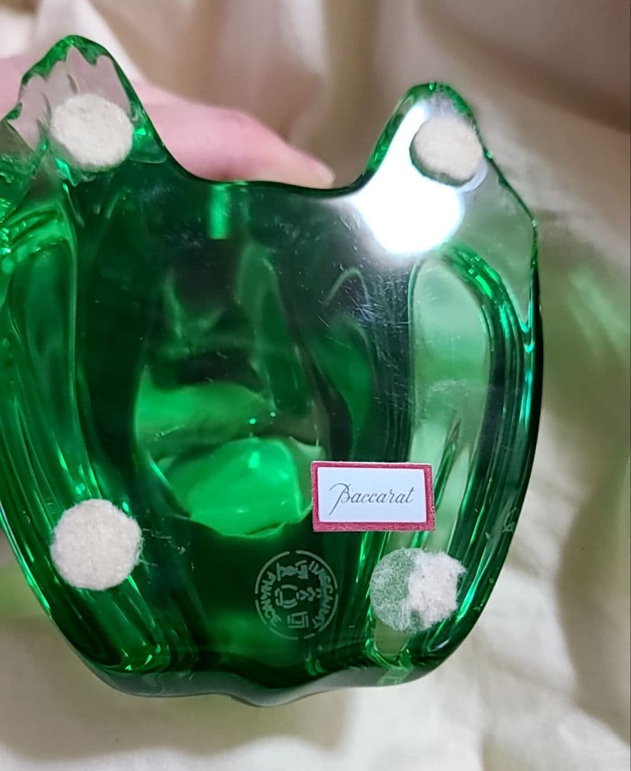 Baccarat バカラ 緑色ガラス カエル カタツムリ