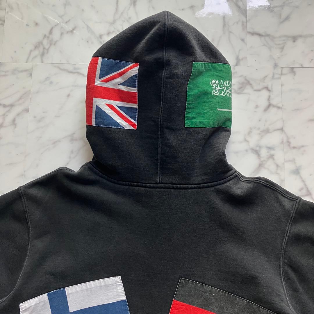 美品】Supreme パーカー 国旗プリント ブラック 黒 Mサイズ カナダ製