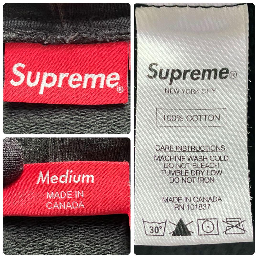 美品】Supreme パーカー 国旗プリント ブラック 黒 Mサイズ カナダ製