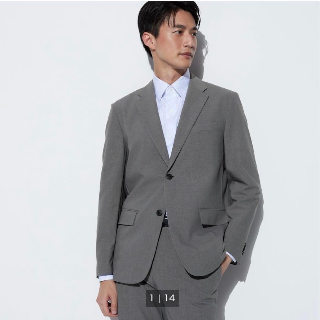 ユニクロ 2024モデル 感動ジャケット&パンツ セットアップ グレー S