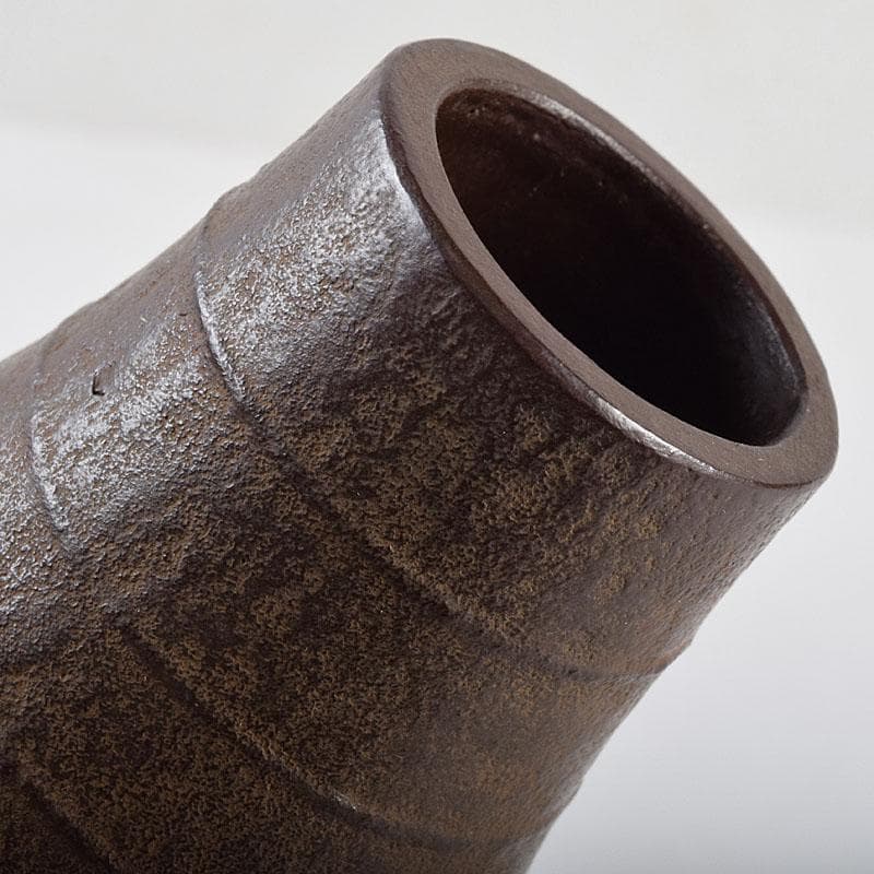 南部鉄器 御釜師 鈴木盛久作 波紋花器 重さ約1015g 共箱 M R9373