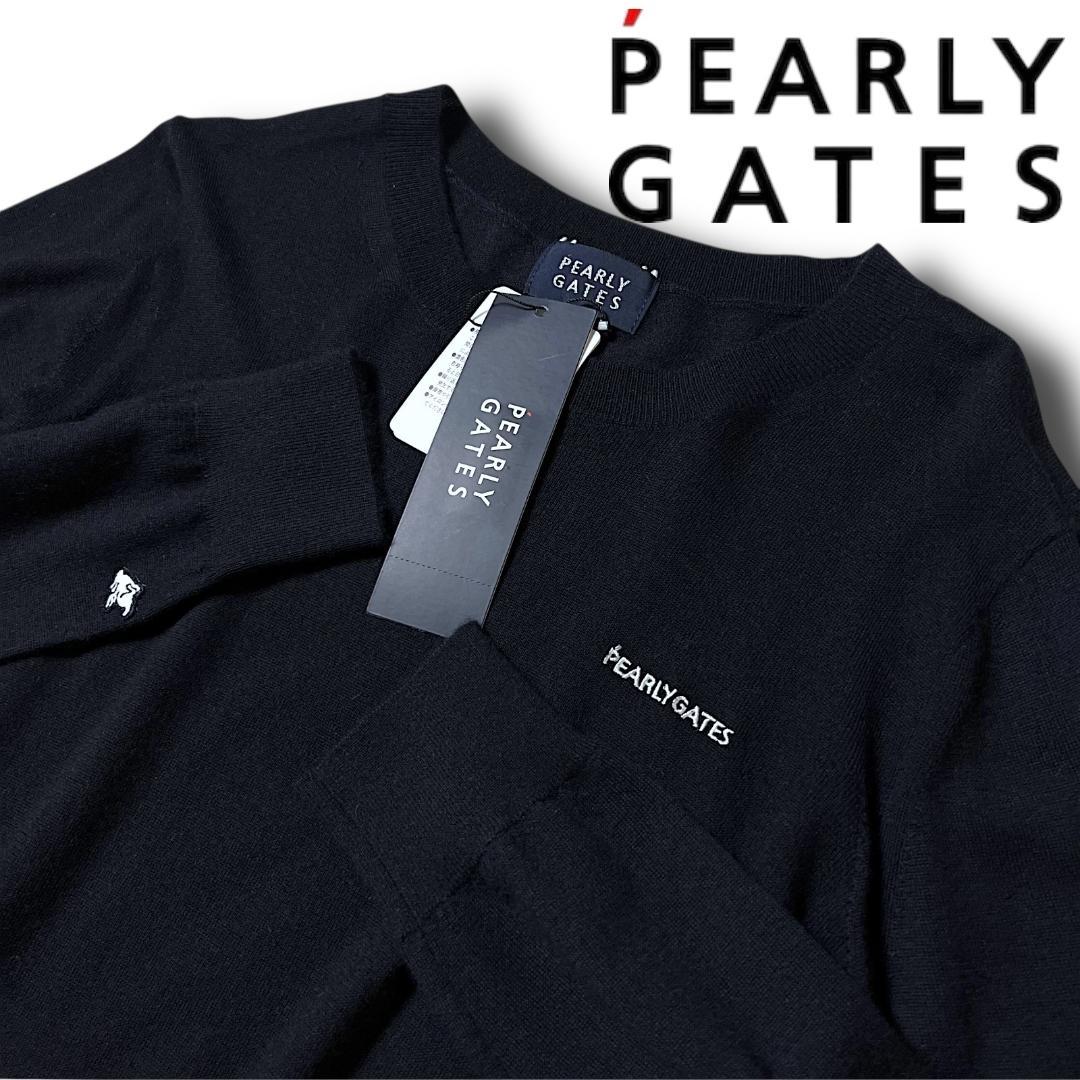 新品 0 パーリーゲイツ 定価41,800円 カシミヤクルーネックニット 紺 PEARLY GATES パーリーゲイツ カシミヤ ニットセーター ネイビー系 0