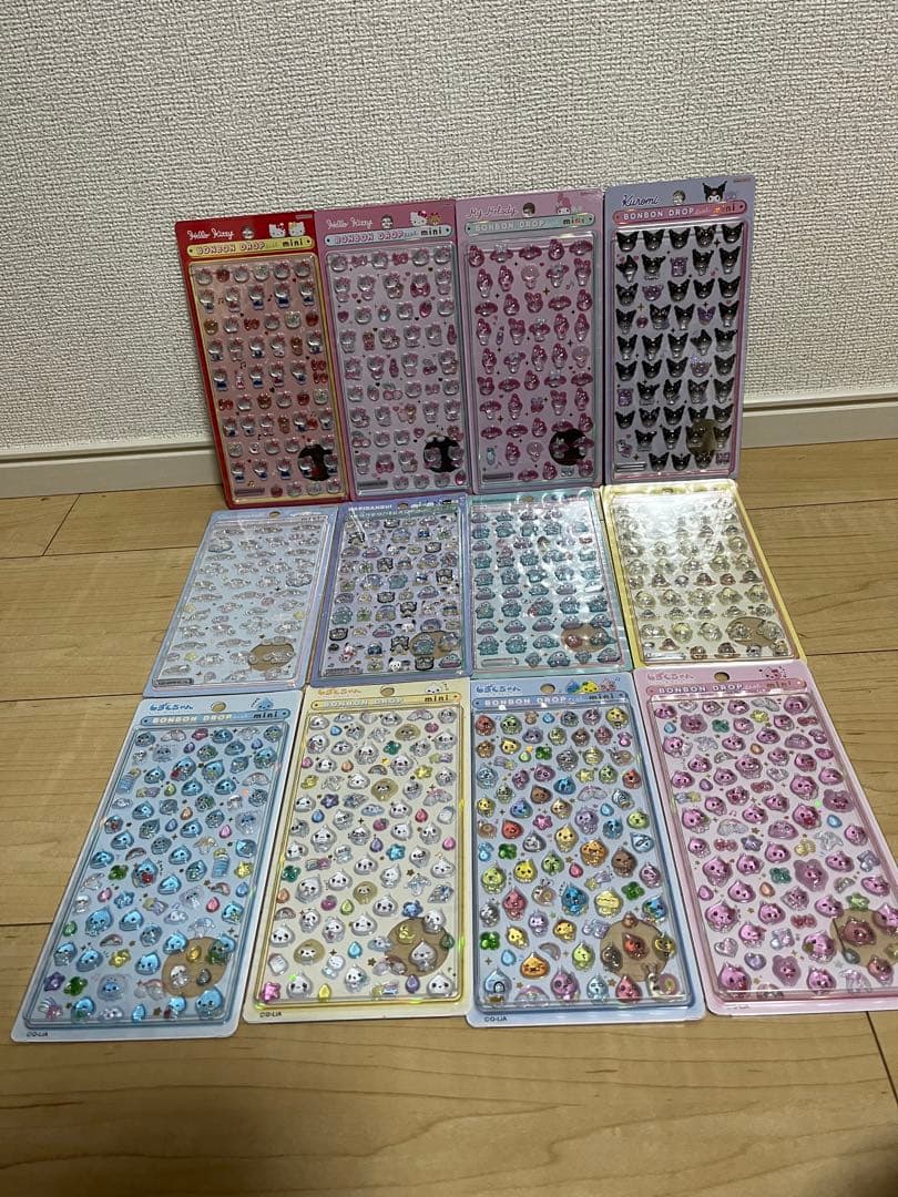 正規品】ボンボンドロップシール ミニ サンリオ 8種 ＋しずくちゃん4