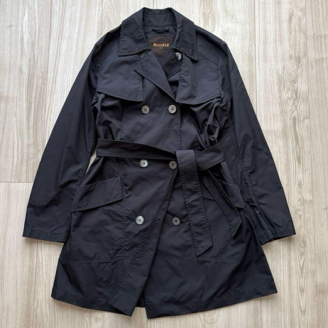 美品】MooRER ムーレー トレンチコート ブラック 42 L 国内正規品
