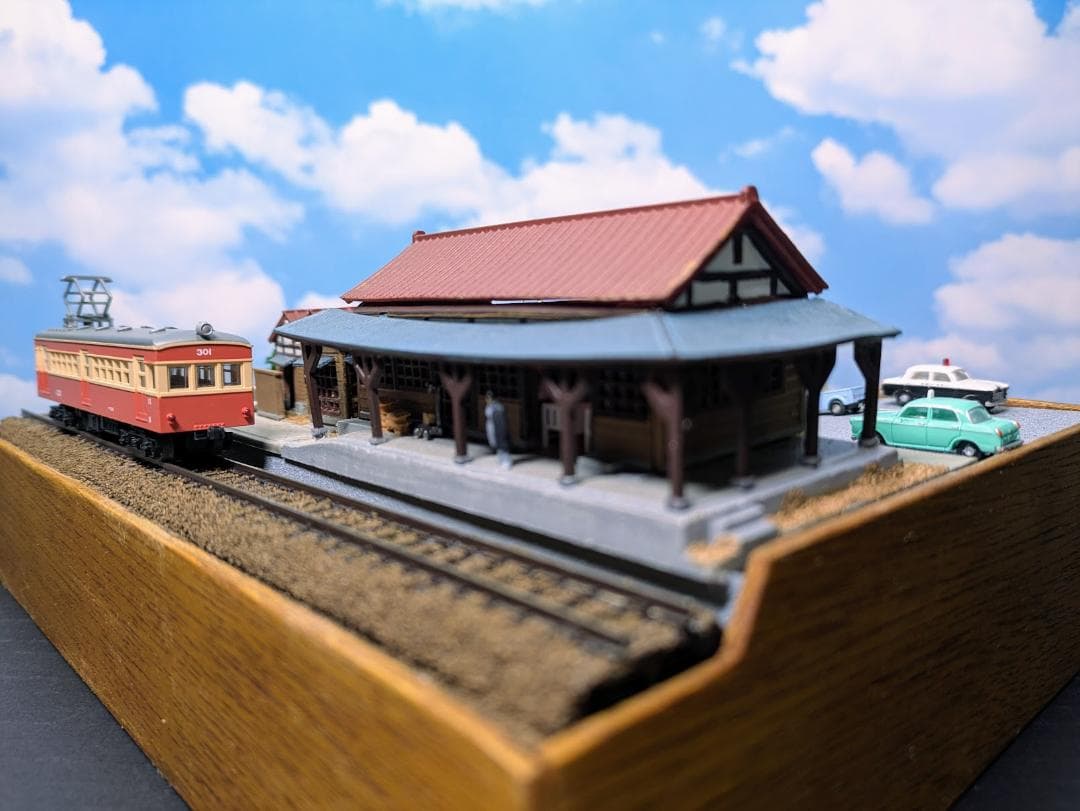 Nゲージ 鉄道模型展示台　丘の上の駅