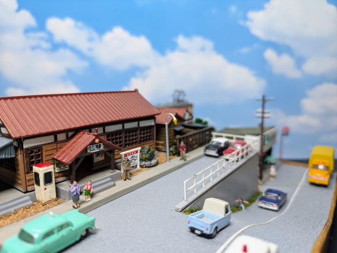 Nゲージ 鉄道模型展示台　丘の上の駅