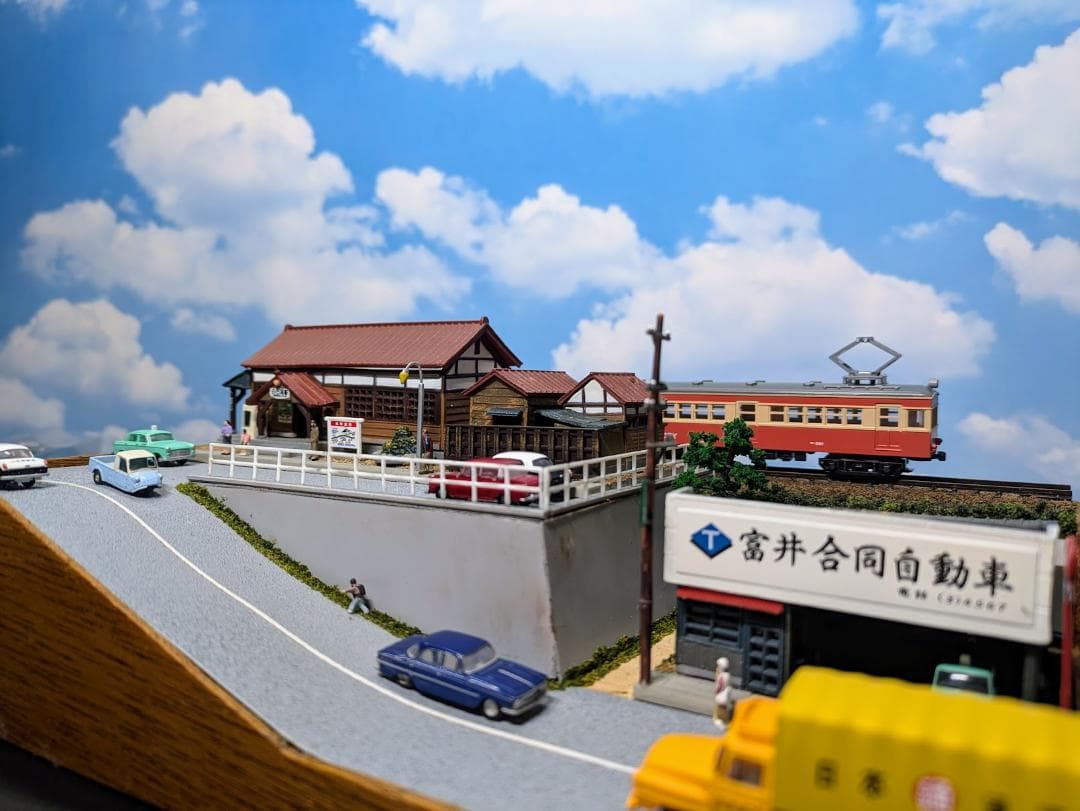 Nゲージ 鉄道模型展示台　丘の上の駅